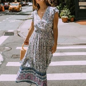Spell Dahlia Midi Dress Dusty Blue Size Medium